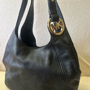 Michael Kors Black Hobo Bag with Gold Accent